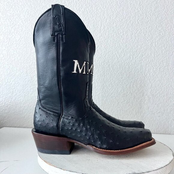 Rod Patrick Womens Cowboy Boots 9B Black Full Quill Ostrich Western Cowgirl Boot - Picture 2 of 12